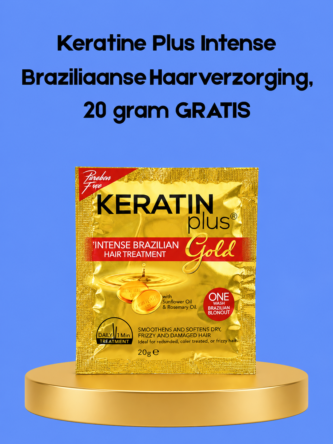 Keratin Plus Intense Brazilian Hair Treatment – ​​6×20 g – Voedende &amp;amp; Herstellende Haarmasker Set – Versterkt Haar, Herstelt Beschadigd Haar, Vermindert Pluis &amp;amp; Geeft Glans – Voor Sterk, Zacht &amp;amp; Gezond Uitziend Haar