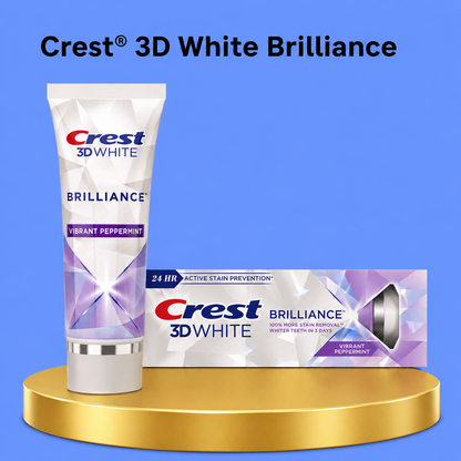 Dentifrice Crest 3D White Brilliance – 121 g – Verwijdert Vlekken, Verheldert Tanden &amp;amp; Beschermt Tandglazuur – Pour Witte, Gezonde Tanden et een Frisse, Stralende Glimlach