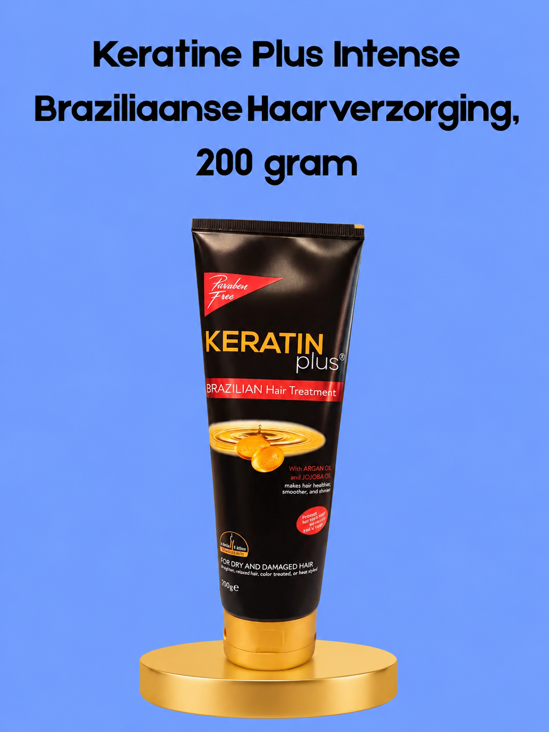 Keratin Plus Intense Brazilian Hair Treatment – ​​200 g – Voedende &amp;amp; Herstellende Haarmasker – Versterkt Haar, Herstelt Beschadigd Haar, Verminderde Pluis &amp;amp; Geeft Glans – Voor Sterk, Zacht &amp;amp; Gezond Uitziend Haar
