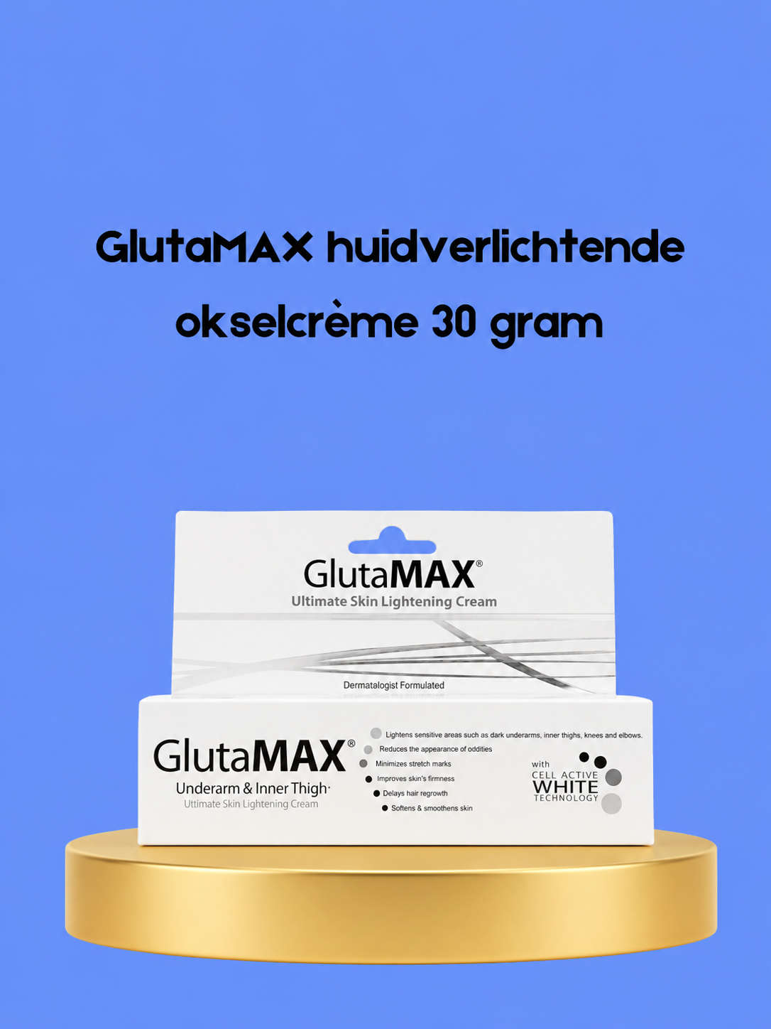 GlutaMAX Crème éclaircissante pour les aisselles – 30 g – Verhelderende &amp;amp; Verzachtende Okselcrème – Helpt Donkere Vlekken te Verminderen, Egaliseert de Huidtint &amp;amp; Houdt de Huid Zacht en Fris – Voor Stralende &amp;amp; Gezonde Oksels