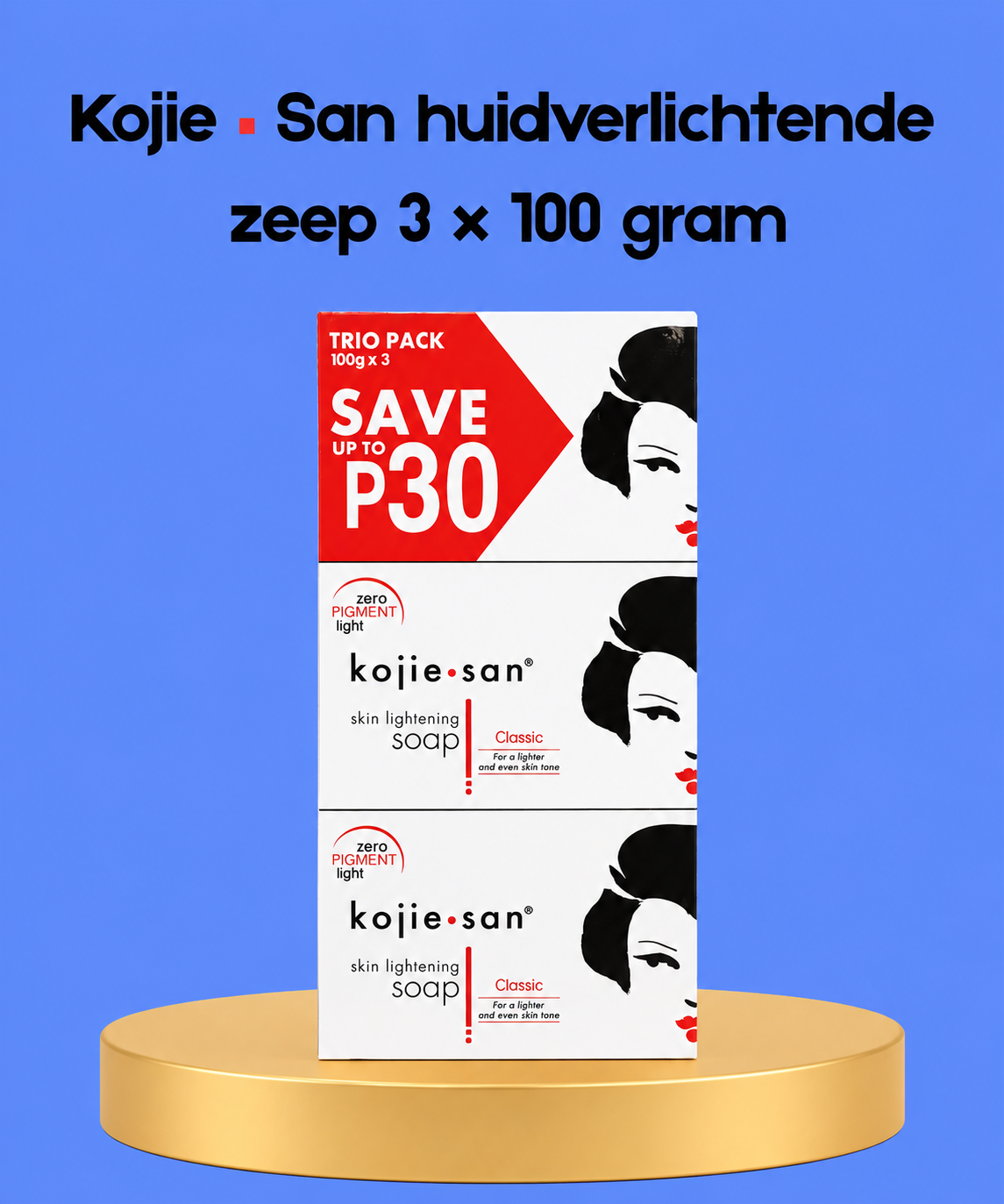 Savon éclaircissant pour la peau Kojie San – 3 × 100 g – Ensemble de soins et d&