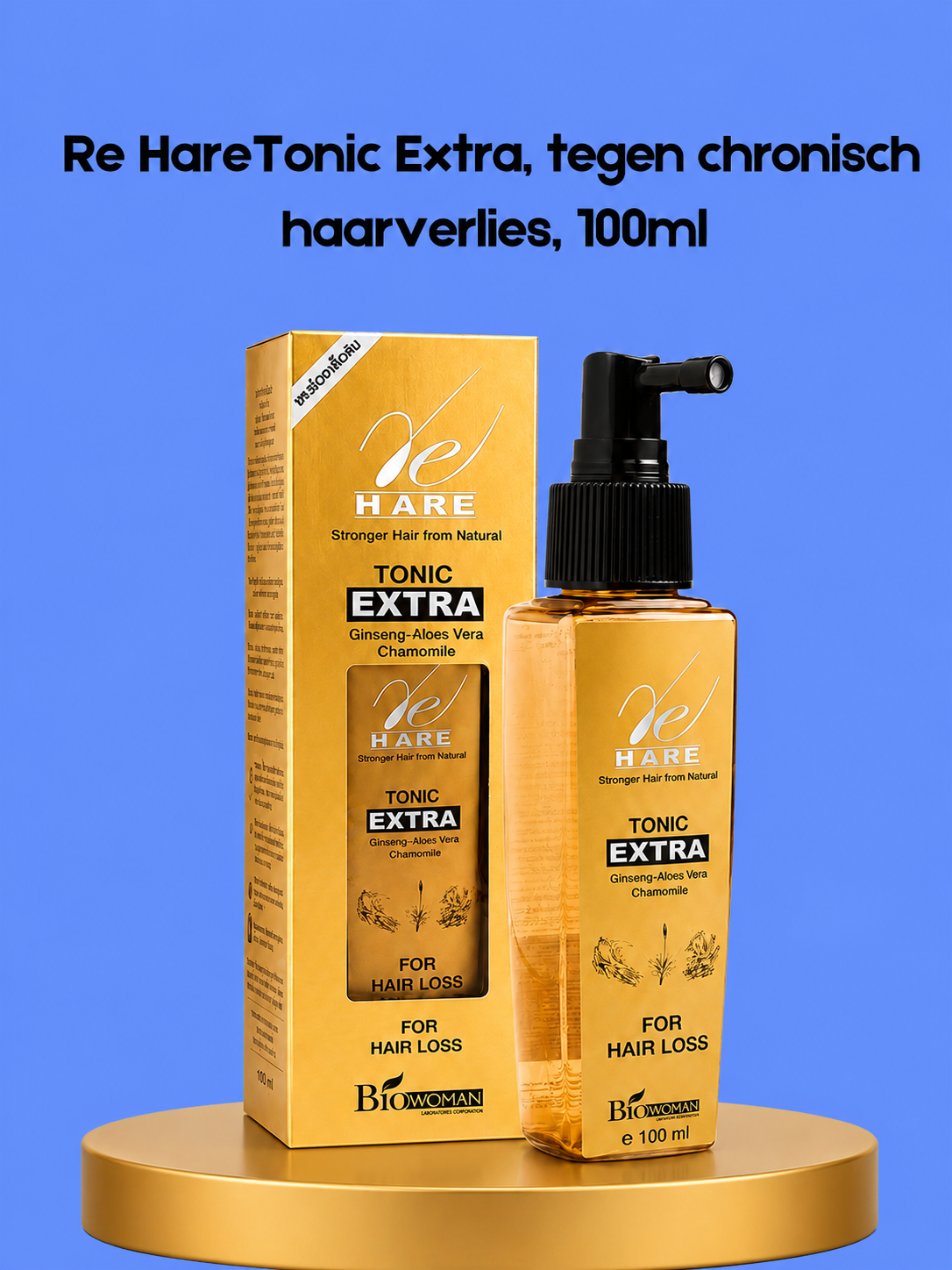 Re HareTonic Extra – 100 ml – Tegen Chronisch Haarverlies – Versterkende &amp;amp; Voedende Haarbehandeling – Helpt Haaruitval te verminderen, Bevordert Gezonde Haargroei &amp;amp; Verzorgt Sterk, Glanzend Haar
