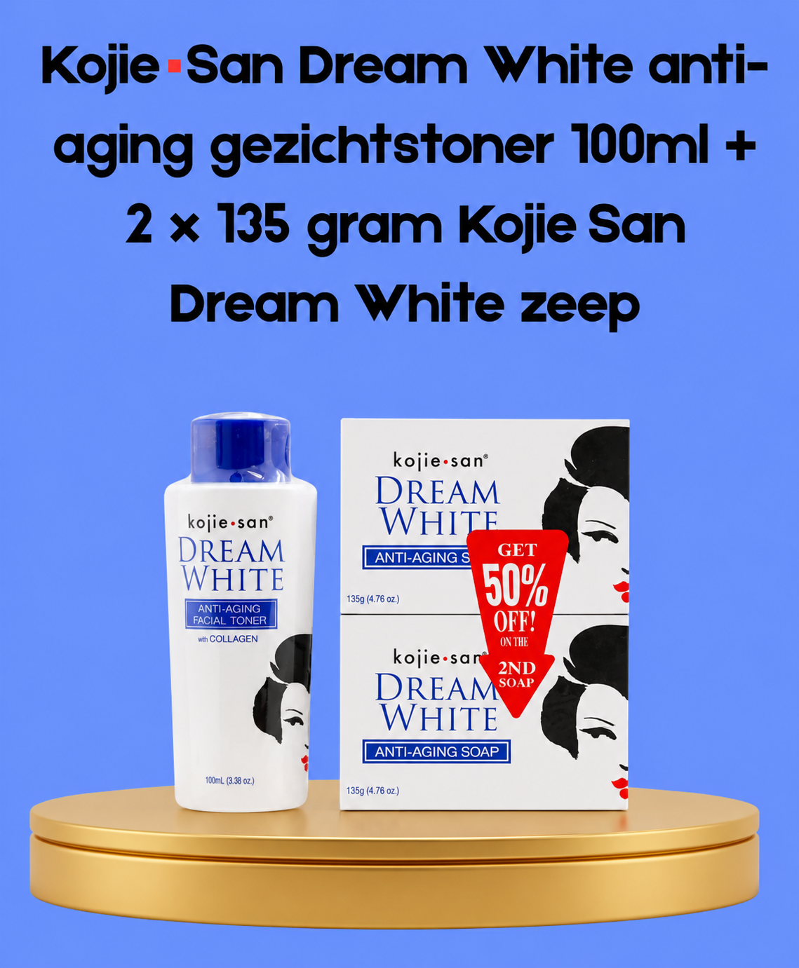 Lotion tonique anti-âge Kojie San Dream White 100 ml + 2 x 135 grammes de savon Kojie San Dream White
