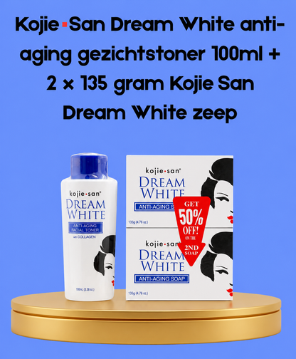 Lotion tonique anti-âge Kojie San Dream White 100 ml + 2 x 135 grammes de savon Kojie San Dream White