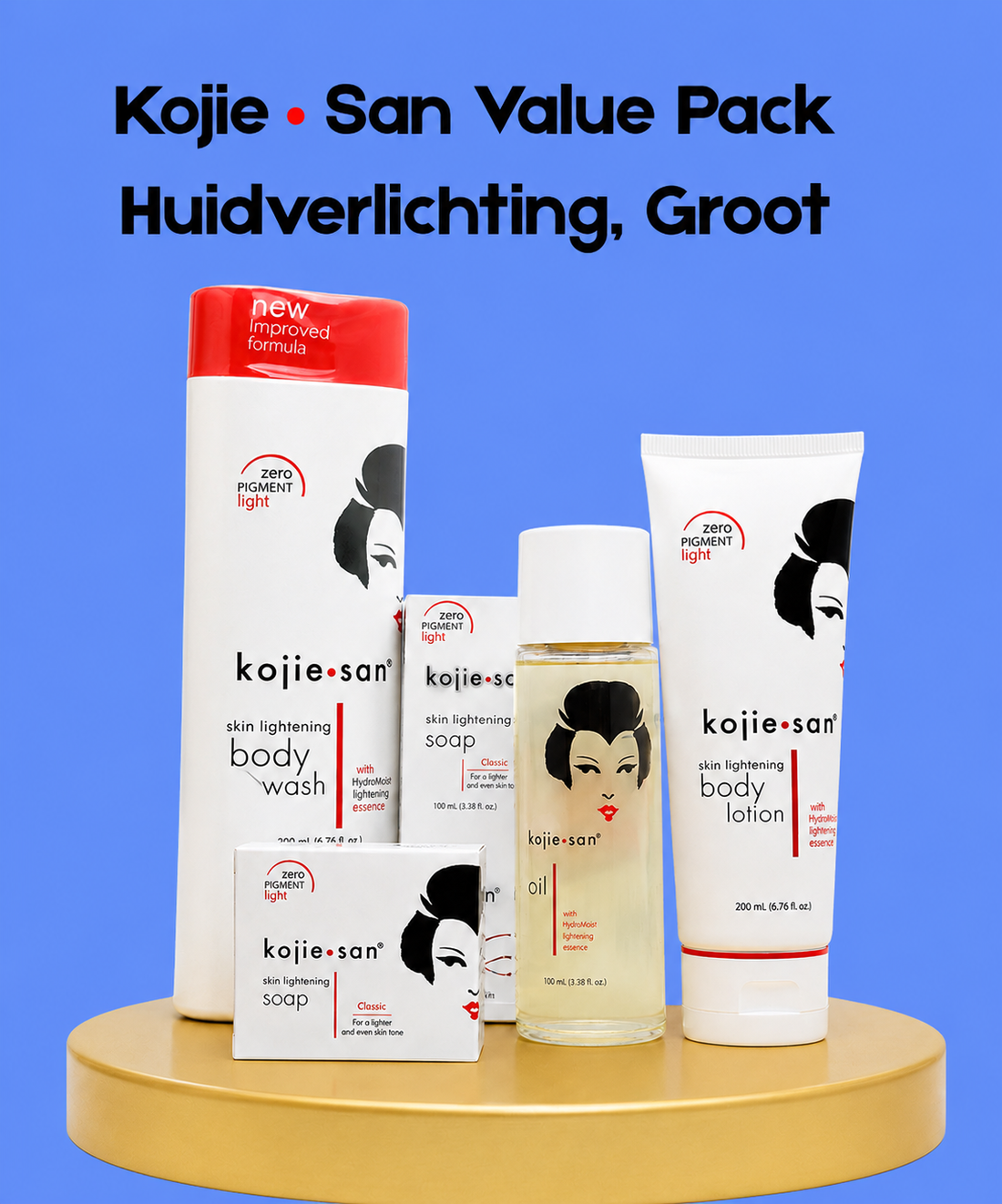 Kojie San Value Pack Skin Lightening – Large – Complete Verhelderende Huidverzorgingsset – Vermindert Donkere Vlekken, Egaliseert de Huidtint &amp;amp; Ondersteunt een Gladde, Stralende &amp;amp; Gezonde Huid