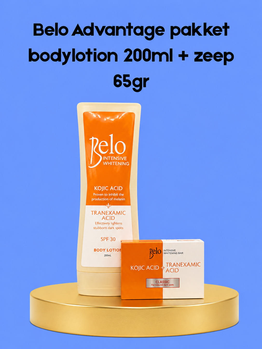 Belo Voordeelpakket – Bodylotion 200 ml + Zeep 65 g – Verhelderende &amp;amp; Hydraterende Set – Verminderde Donkere Vlekken, Egaliseert de Huidtint &amp;amp; Hydrateert Intensief – Voor een Gladde, Stralende &amp;amp; Gezonde Huid
