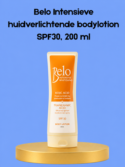 Belo Intensive Skin Lightening Body Lotion SPF 30 – 200 ml – Verhelderende &amp;amp; Beschermende Body Lotion – Verminderde Donkere Vlekken, Egaliseert de Huidtint &amp;amp; Beschermt tegen UV-stralen – Voor een Gladde, Stralende &amp;amp; Gezonde Huid