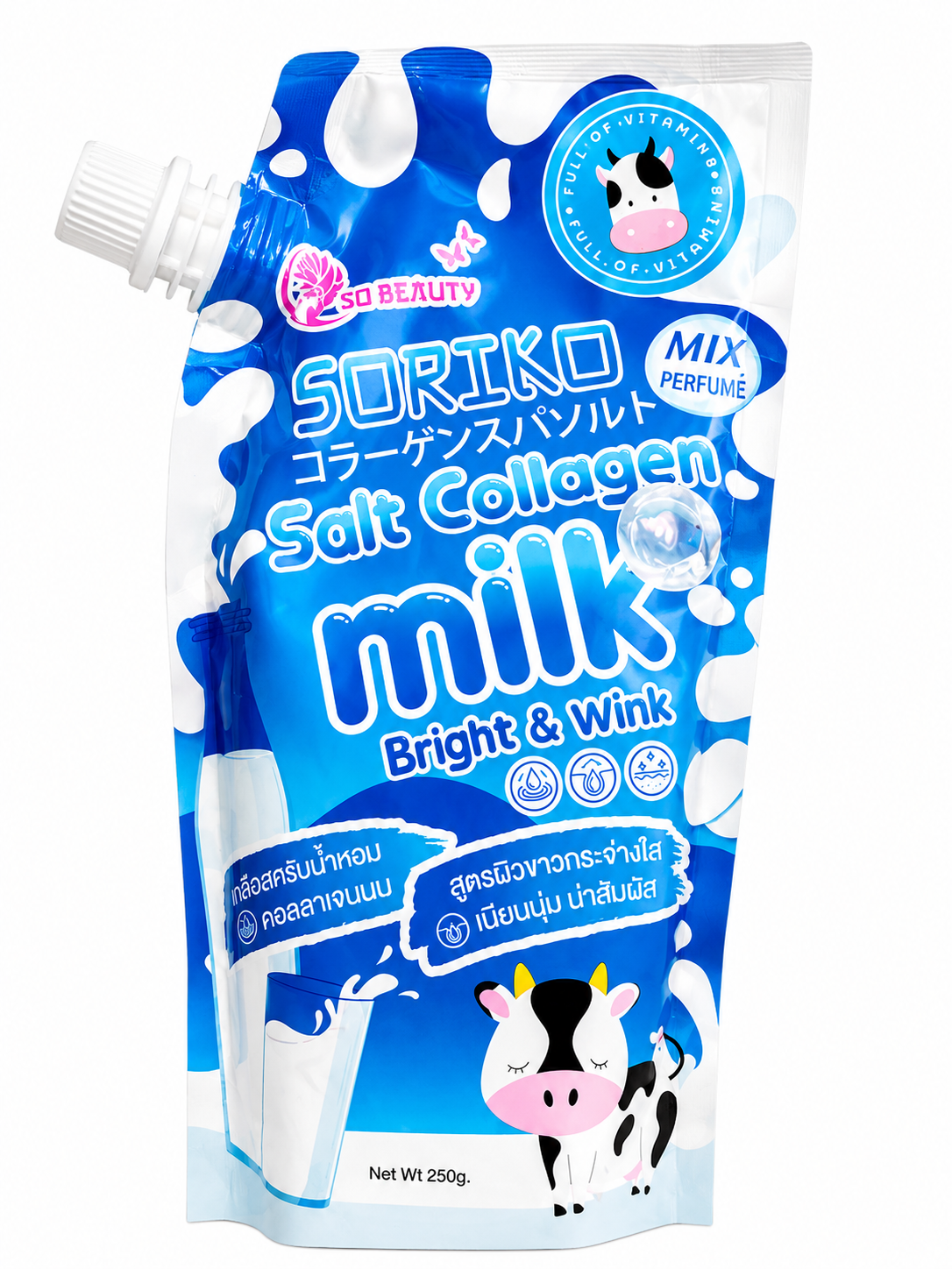 Soriko Salt Collagen Milk – Voedende &amp; Verhelderende Body Milk – Verrijkt met Collageen voor Hydratatie en Huidherstel – Helpt de Huidtint te Egaliseren en Geeft Een Zachte, Stralende &amp; Gezonde Huid