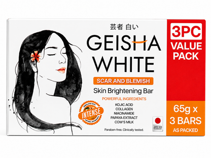 Geisha White Scar &amp;amp; Blemish Skin Brightening Bar – Verhelderende Zeep – Helpt Donkere Vlekken et Littekens te Verminderen, Egaliseert de Huidtint &amp;amp; Verfrist – Pour une peau heureuse, stridente et gezonde