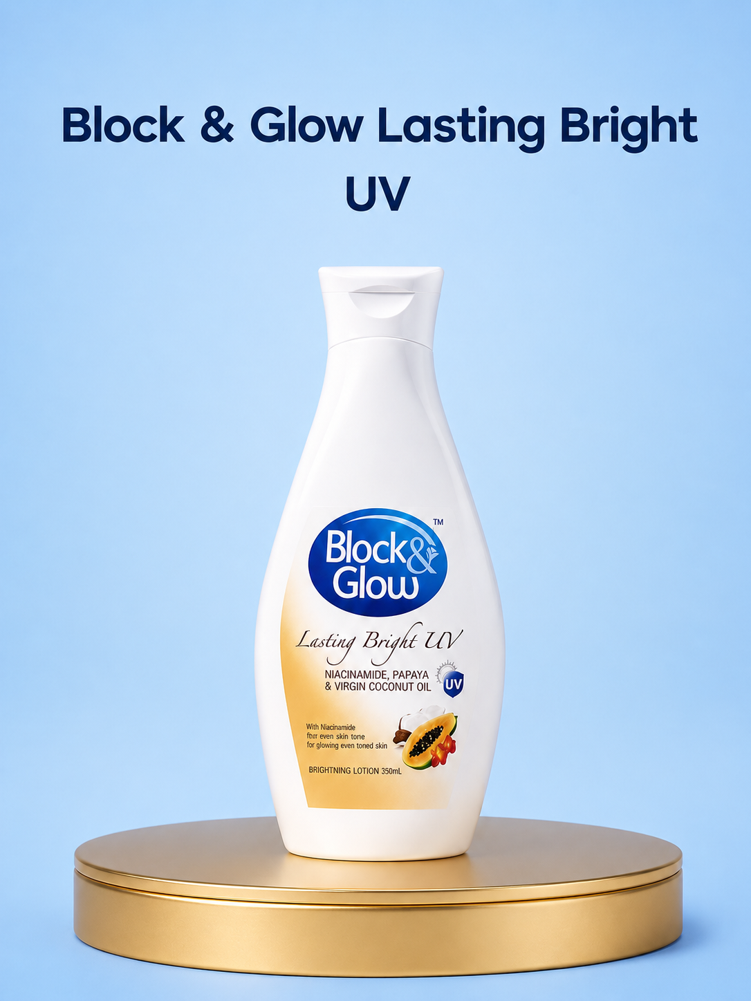 Block &amp; Glow Lasting Bright UV – Lichtgewicht Getinte Zonnecrème – Beschermt tegen UVA &amp; UVB, Helpt de Huidtint te Egaliseren &amp; Geeft een Stralende Finish – Hydrateert, Verfrist &amp; Zorgt voor een Gezonde, Beschermde Huid 200 ml