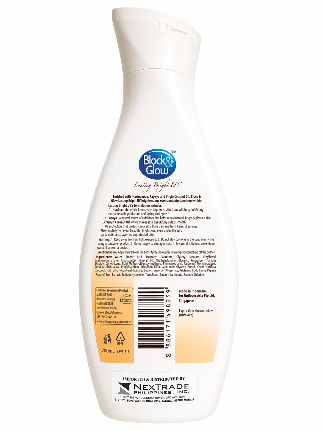 Block &amp; Glow Lasting Bright UV – Lichtgewicht Getinte Zonnecrème – Beschermt tegen UVA &amp; UVB, Helpt de Huidtint te Egaliseren &amp; Geeft een Stralende Finish – Hydrateert, Verfrist &amp; Zorgt voor een Gezonde, Beschermde Huid 200 ml
