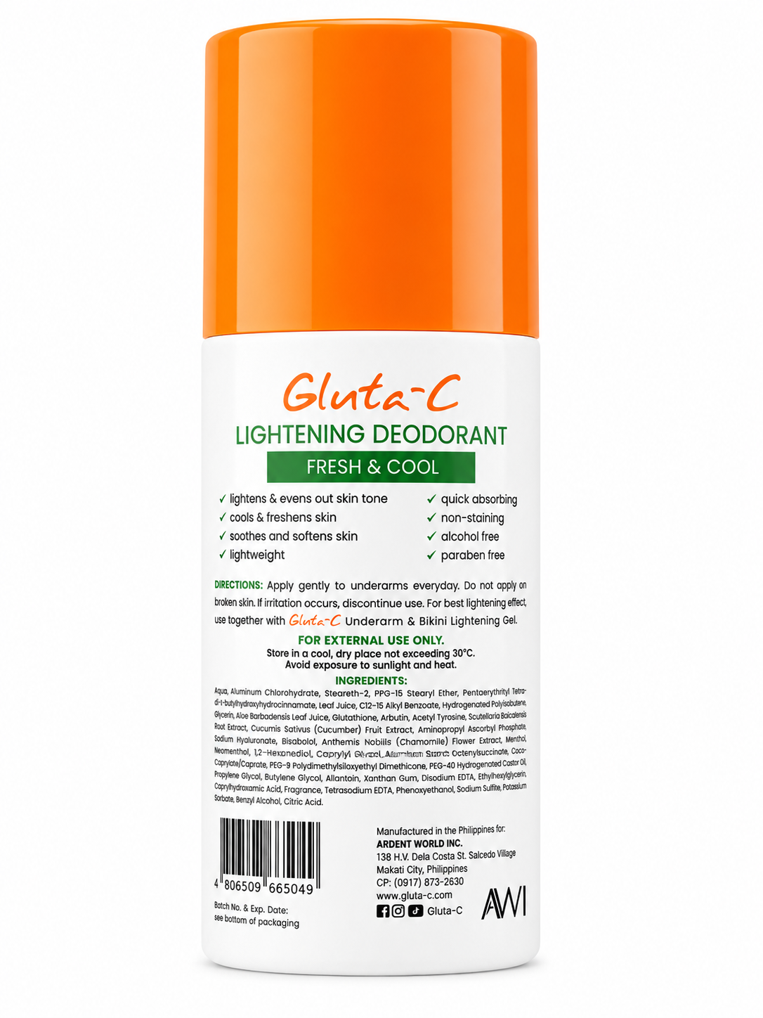 Gluta-C Lightening Deodorant Fresh &amp;amp; Cool Blijf de Hele Dag Fris, Koel &amp;amp; Zelfverzekerd