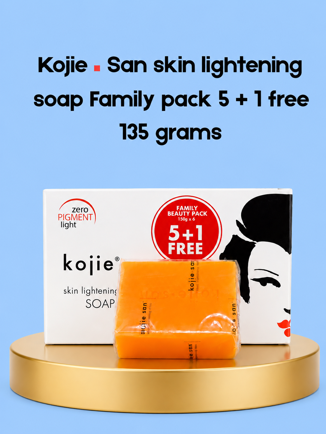Kojie San Skin Lightening Soap – Family Pack 5 + 1 GRATIS – 135 g – Verhelderende &amp;amp; Hydraterende Zeep – verminderde Donkere Vlekken, Egaliseert de Huidtint &amp;amp; Houdt de Huid Zacht, Glad &amp;amp; Stralend