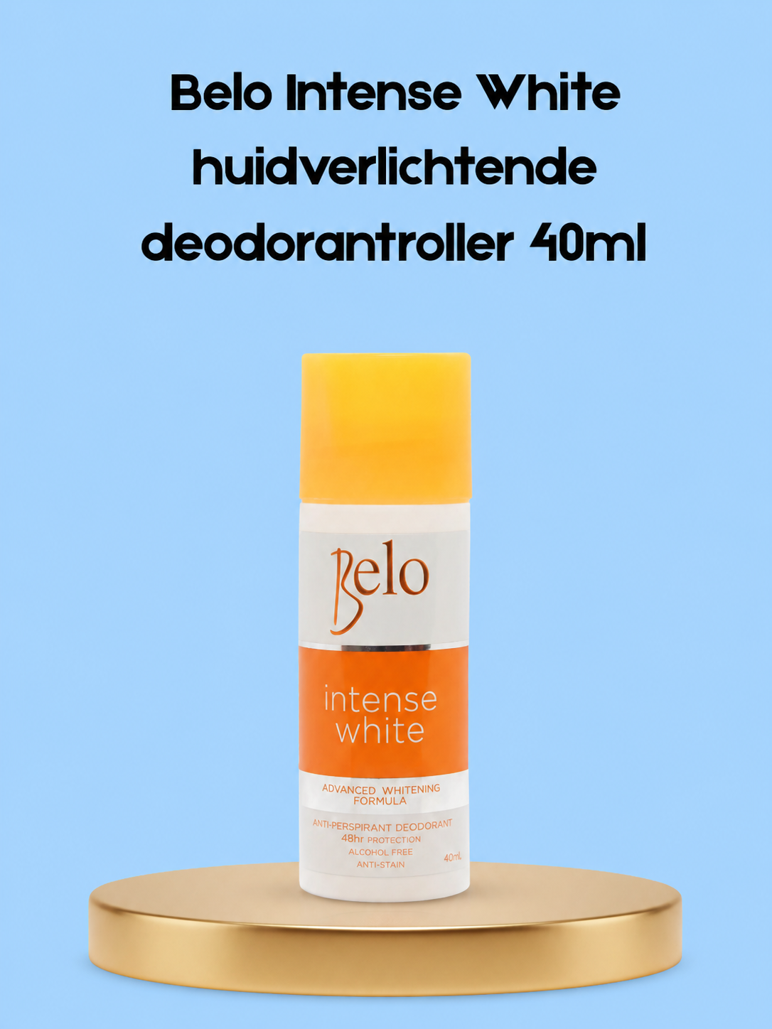 Belo Intense White Skin Lightening Deodorant Roller – 40ml – Tegen Donkere Oksels – Verhelderende Deodorant – Whitening &amp;amp; Anti-Transpirant – Frisse Geur – Huidverzorging voor Oksels