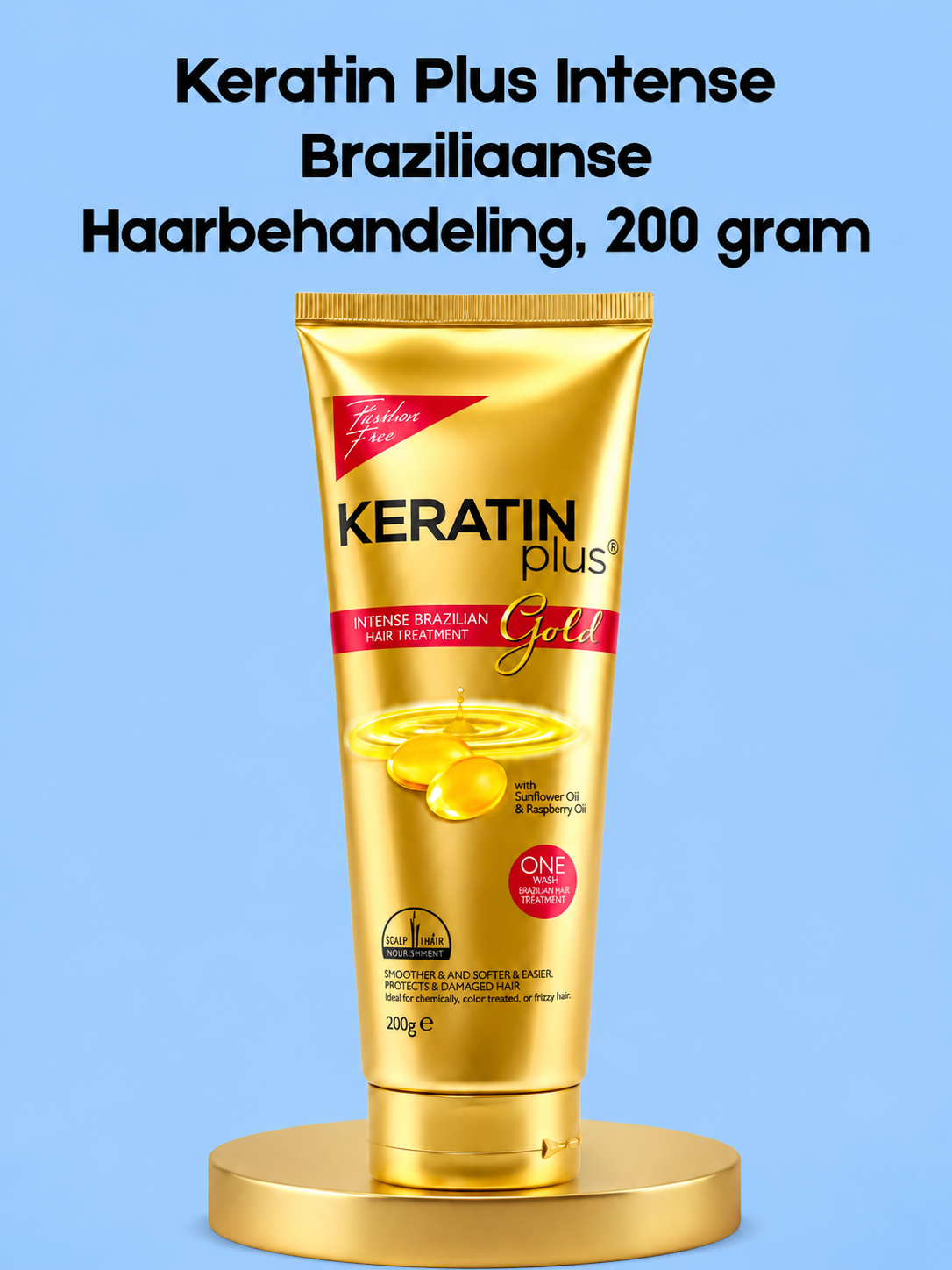 Keratin Plus Intense Brazilian Hair Treatment – ​​200 g – Voedend &amp;amp; Herstellend Haarmasker – Versterkt Haar, Herstelt Beschadigd Haar, Vermindert Pluis &amp;amp; Geeft Glans – Voor Sterk, Zacht &amp;amp; Gezond Uitziend Haar