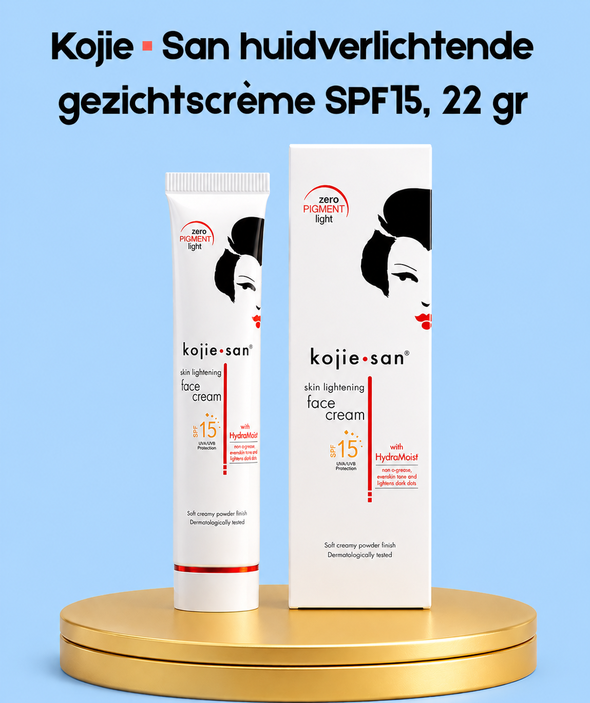 Kojie San Skin Lightening Face Cream SPF 15 – 22 g – Verhelderende &amp;amp; Beschermende Gezichtscrème – Vermindert Donkere Vlekken, Egaliseert de Huidtint &amp;amp; Beschermt tegen UV-stralen – Voor een Gladde, Stralende &amp;amp; Gezonde Teint