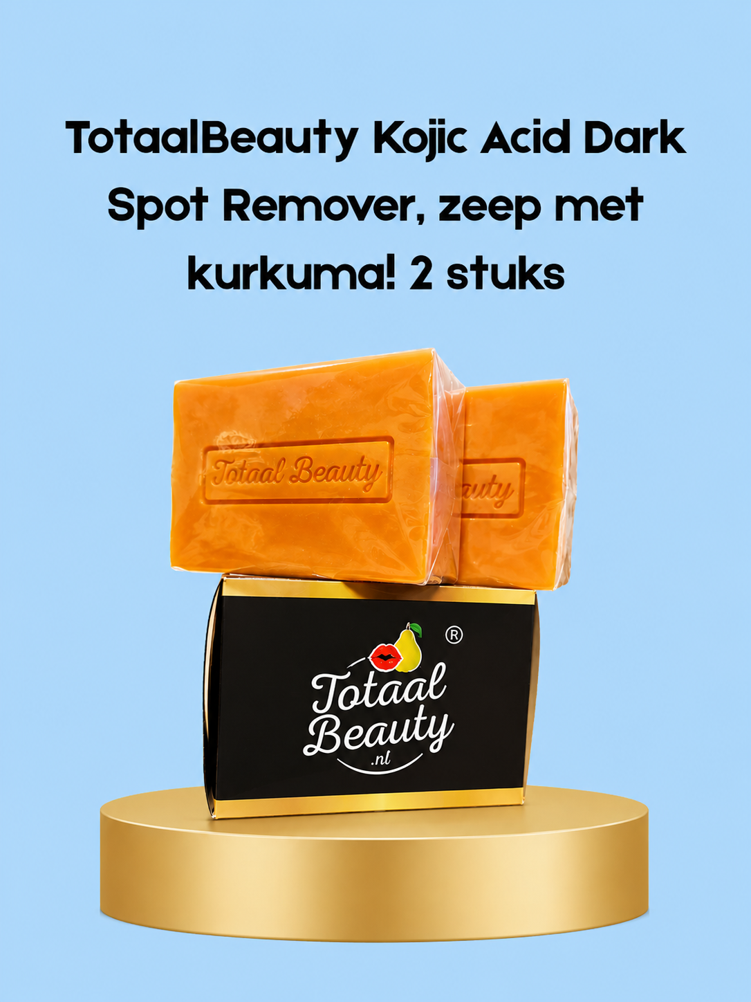 TotaalBeauty Kojic Acid Dark Spot Remover Soap met Kurkuma – 2 Stuks – Verhelderende &amp;amp; Zuiverende Zeep – Helpt Donkere Vlekken te verminderen, Egaliseert de Huidtint &amp;amp; Verzorgt de Huid – Voor een Gladde, Stralende &amp;amp; Gezonde Huid