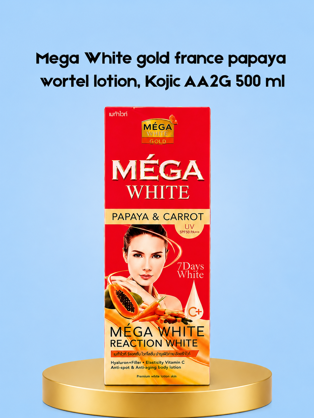 Mega White gold france papaya wortel lotion, Kojic AA2G 500 ml