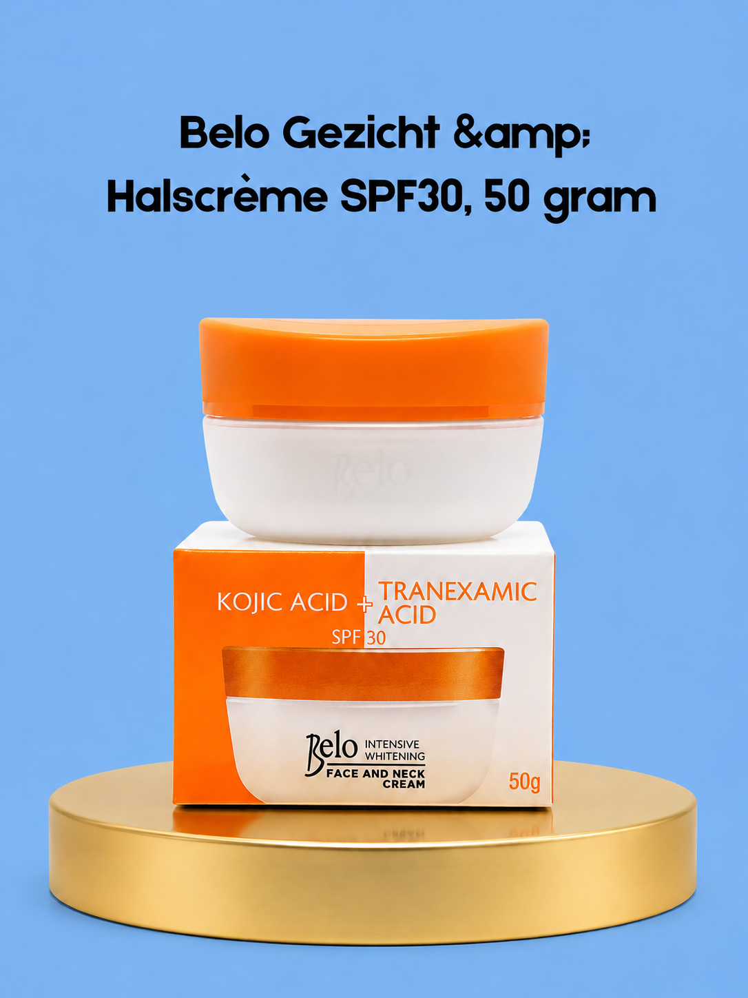 Belo Face &amp;amp; Neck Cream SPF 30 – 50 g – Verhelderende &amp;amp; Beschermende Gezichts- en Nekcrème – Verminderde Donkere Vlekken, Egaliseert de Huidtint &amp;amp; Beschermt tegen UV-stralen – Voor een Gladde, Stralende &amp;amp; Gezonde Teint