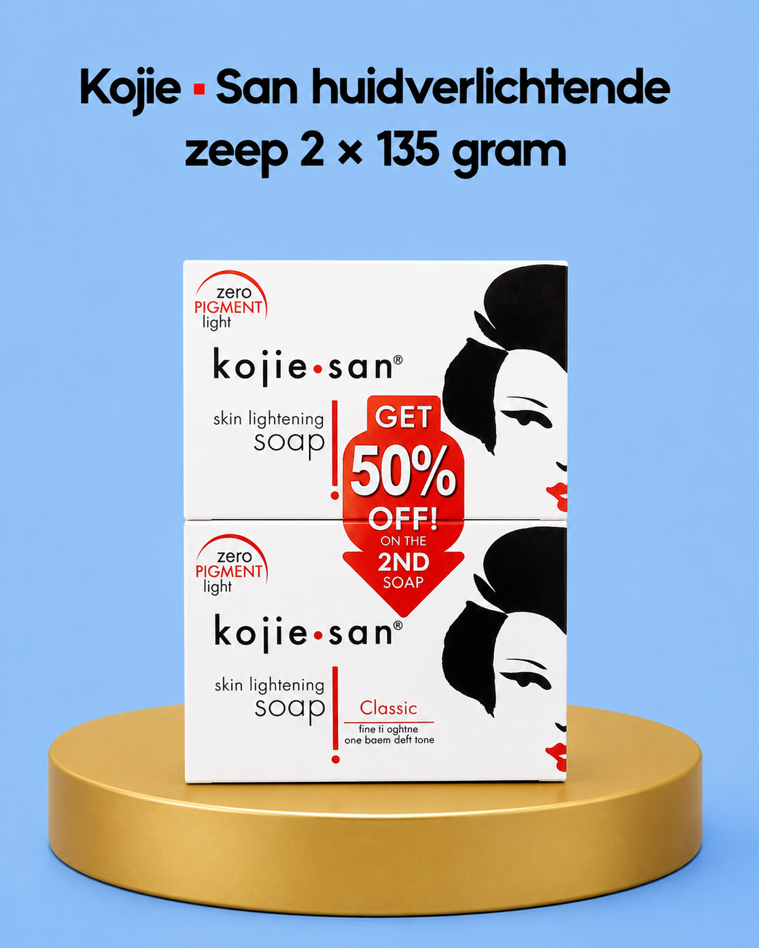 Kojie San huidverlichting - Zeep 2 x 135 gram - Voordeel pakket - Tegen pigmentvlekken - Egale huid - Originele Kojie San - Voor Egale &amp;amp; Stralende Huid - Huidverhelderend - Kojic Acid zeep - Tegen Donkere Vlekken &amp;amp; Acne