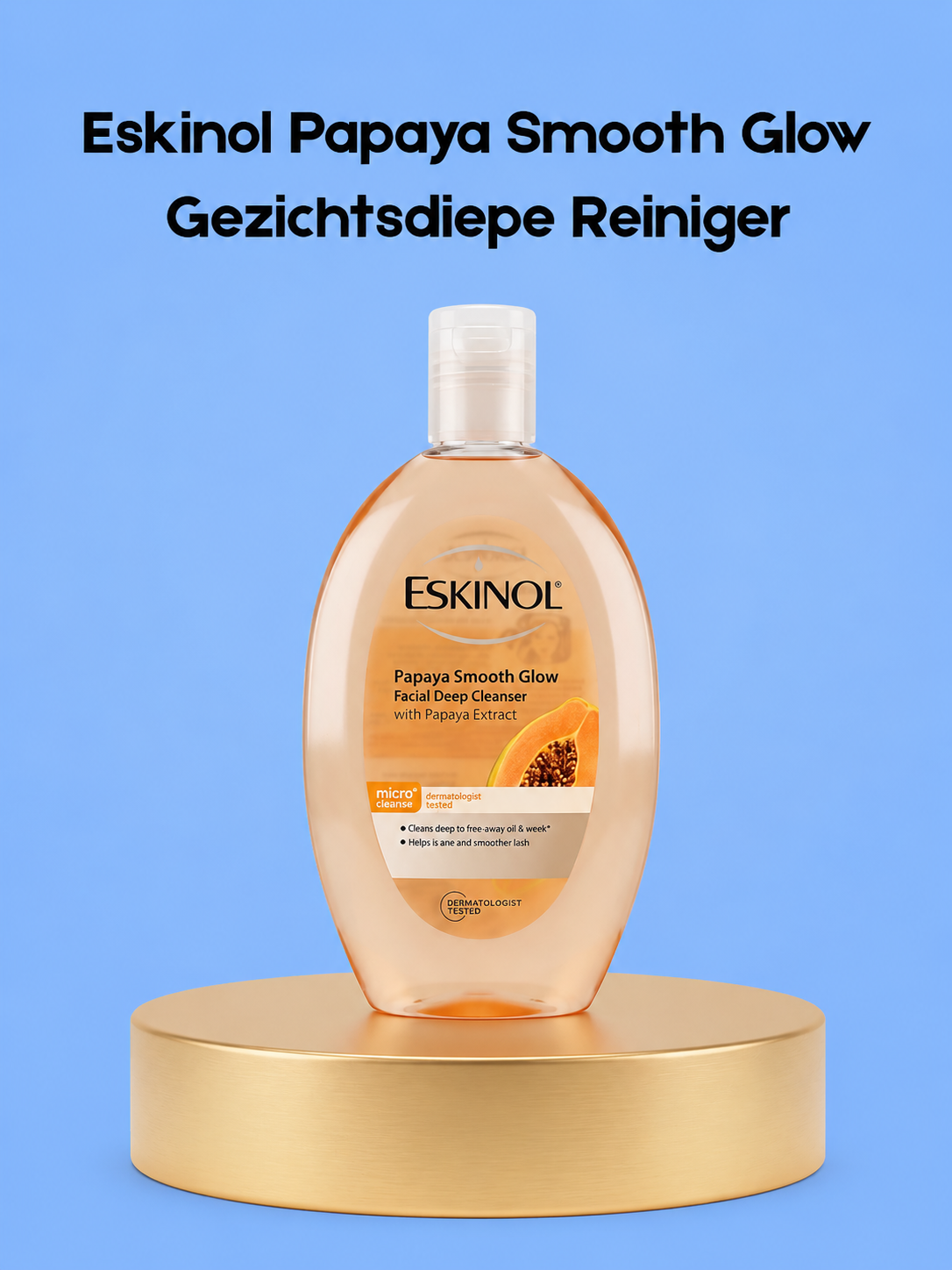 Eskinol Papaya Smooth Glow Facial Deep Cleanser – Diep Reinigende &amp;amp; Verhelderende Gezichtsreiniger – Verwijdert Onzuiverheden, Exfolieert Dode Huidcellen &amp;amp; Egaliseert de Huidtint – Voor een Gladde, Stralende &amp;amp; Gezonde Teint