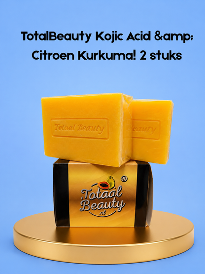 TotaalBeauty Acide Kojique &amp;amp; Citron Curcuma – 2 Pièces – Verhelderende &amp;amp; Voedende Zeep – Helpt Donkere Vlekken te Verminderen, Egaliseert de Huidtint &amp;amp; Hydrateert Intensief – Voor een Gladde, Stralende &amp;amp; Gezonde Huid