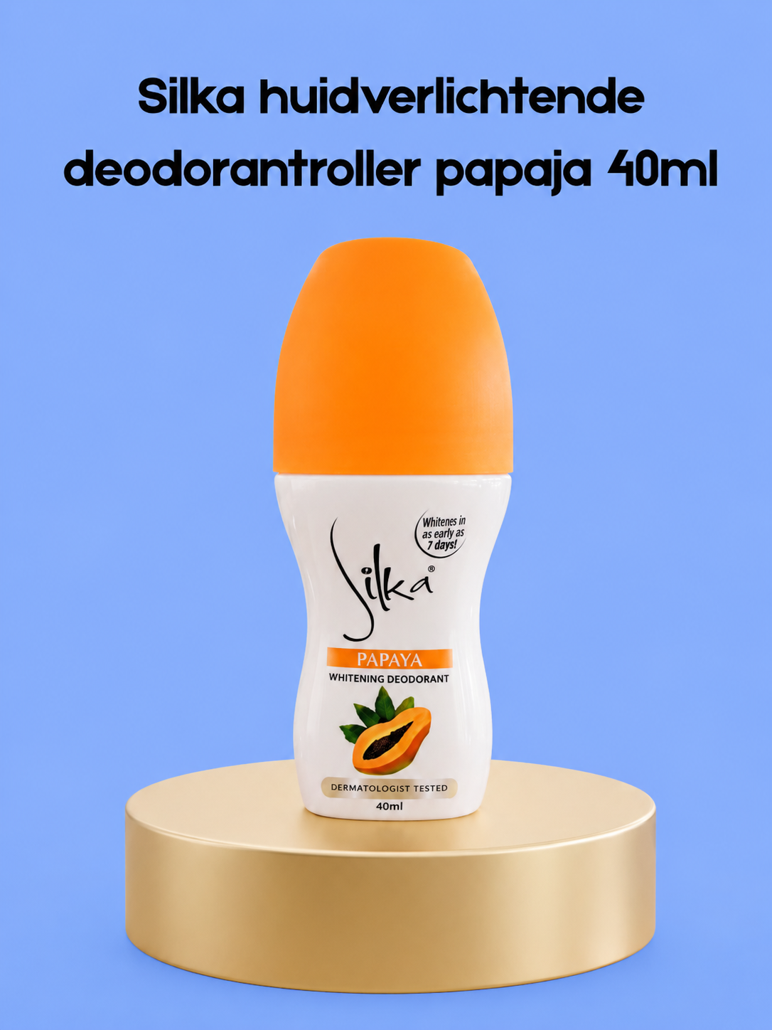 Silka Skin Lightening Deodorant Roller Papaya – 40 ml – Verhelderende &amp;amp; Verfrissende Deodorant – Helpt Donkere Oksels te verminderen, Neutraliseert Geur &amp;amp; Houdt de Huid Fris, Zacht &amp;amp; Stralend