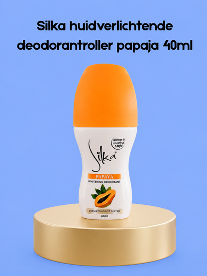 Silka Skin Lightening Deodorant Roller Papaya – 40 ml – Déodorant purifié et déodorant – Helpt Donkere Oksels te Verminderen, Neutraliseert Geur &amp;amp; Houdt de Huid Fris, Zacht &amp;amp; Stralend