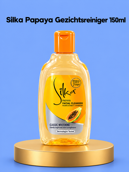 Silka Papaya Facial Cleanser – 150 ml – Verhelderende &amp;amp; Verfrissende Gezichtsreiniger – Reinigt Grondig, Verwijdert Onzuiverheden &amp;amp; Egaliseert de Huidtint – Voor een Gladde, Frisse &amp;amp; Stralende Huid