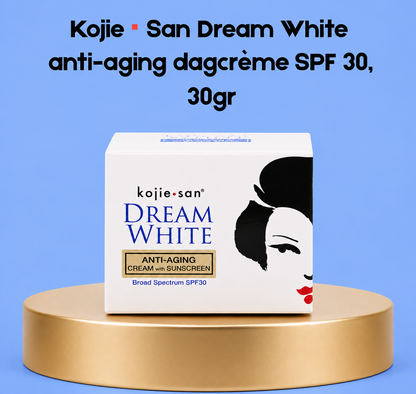 Kojie San Dream White Anti-Aging Day Cream SPF 30 – 30 g – Verhelderende &amp;amp; Beschermende Dagcrème – Verminderde Donkere Vlekken, Egaliseert de Huidtint &amp;amp; Beschermt tegen UV-stralen – Voor een Gladde, Stralende &amp;amp; Jeugdige Teint