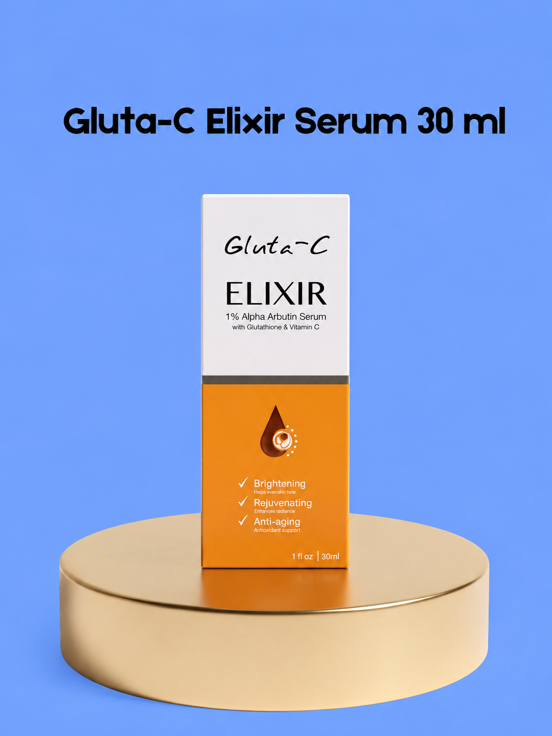 Gluta-C Elixir Serum – 30 ml – Verhelderend &amp;amp; Hydraterend Serum – Helpt Donkere Vlekken te verminderen, Egaliseert de Huidtint &amp;amp; Verfrist de Huid – Voor een Stralende, Gladde &amp;amp; Gezonde Teint