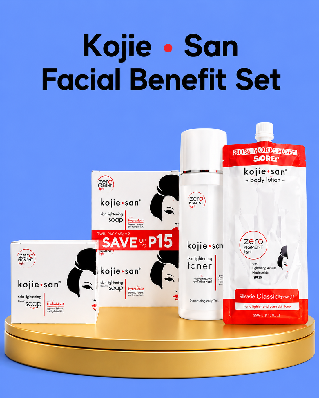 Kojie San Facial Benefit Set – Verhelderende &amp;amp; Hydraterende Gezichtsverzorgingsset – Helpt Donkere Vlekken te verminderen, Egaliseert de Huidtint &amp;amp; Verbeterde Huidtextuur – Voor een Stralende, Gladde &amp;amp; Gezonde Teint