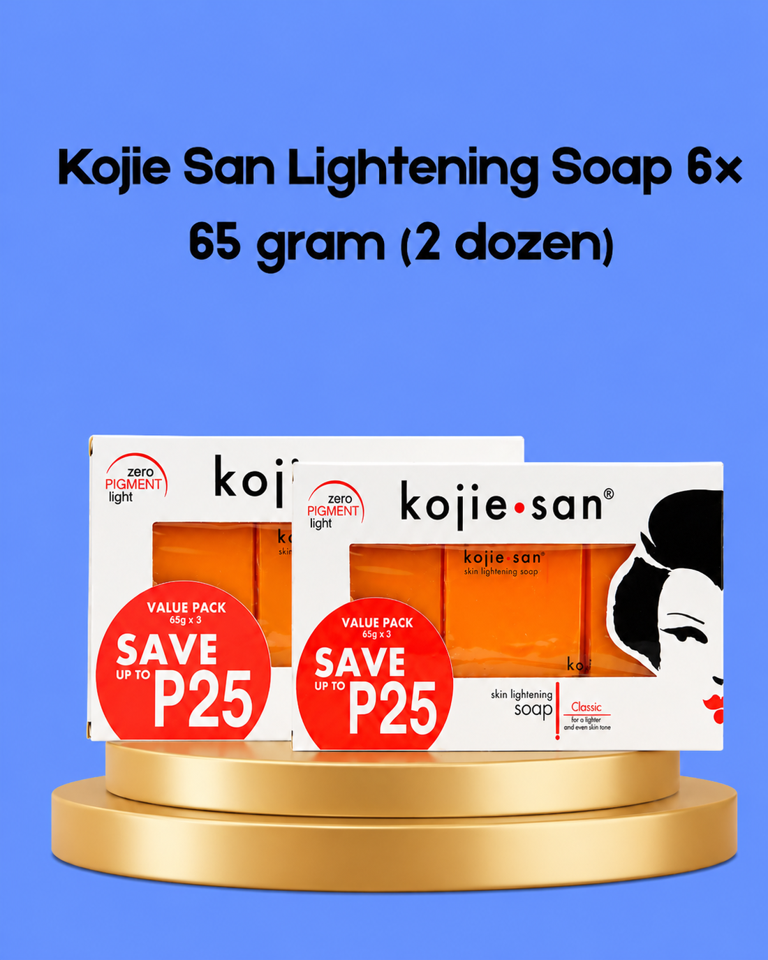 Savon éclaircissant Kojie San – 6 × 65 g (2 boîtes) – Ensemble de nettoyage et d&