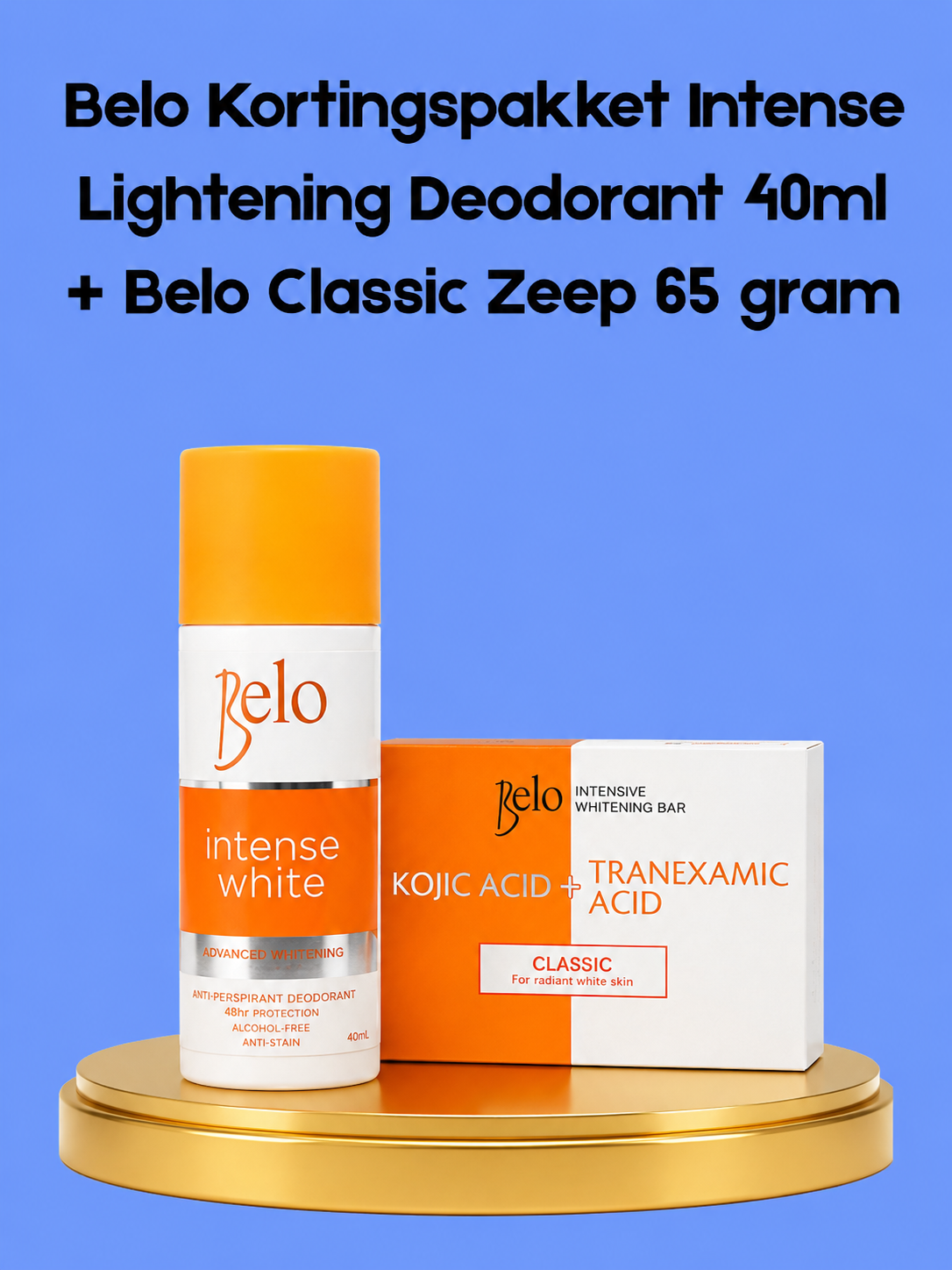 Belo Discount Package – Déodorant éclaircissant intense 40 ml + Savon classique 65 g – Verhelderende &amp;amp; Hydraterende Set – Vermindert Donkere Vlekken, Egaliseert de Huidtint &amp;amp; Houdt de Huid Fris, Zacht &amp;amp; Stralend
