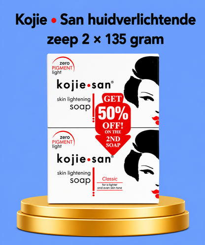Kojie San Skin Lightening Soap – 2×135 g – Verhelderende &amp;amp; Hydraterende Zeep – Verminderde Donkere Vlekken, Egaliseert de Huidtint &amp;amp; Hydrateert Intensief – Voor een Gladde, Stralende &amp;amp; Gezonde Huid