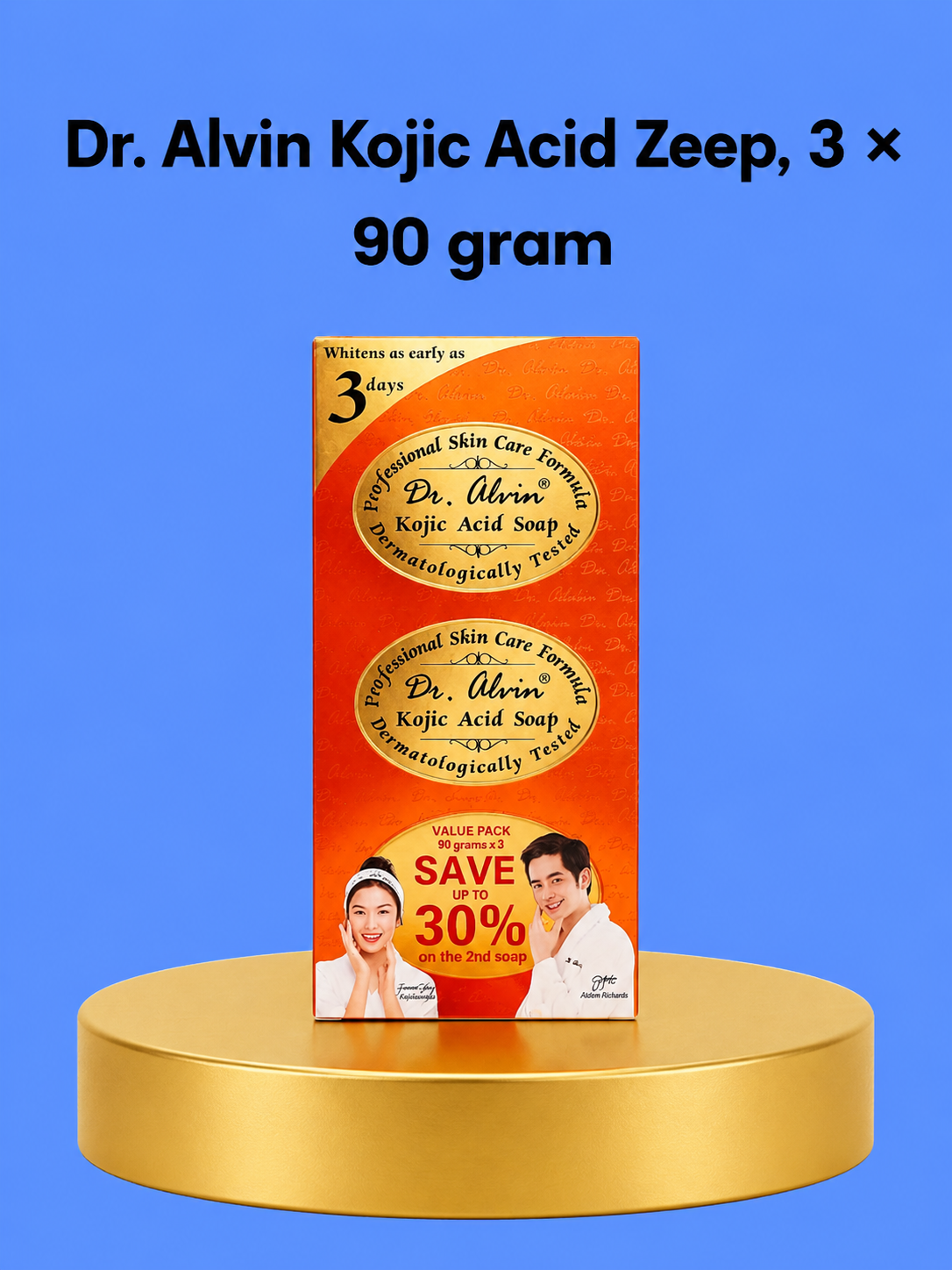 Dr. Alvin Kojic Acid Soap – 3×90 g – Verhelderende &amp;amp; Hydraterende Zeep – Helpt Donkere Vlekken te Verminderen, Egaliseert de Huidtint &amp;amp; Hydrateert Intensief – Voor een Gladde, Stralende &amp;amp; Gezonde Huid