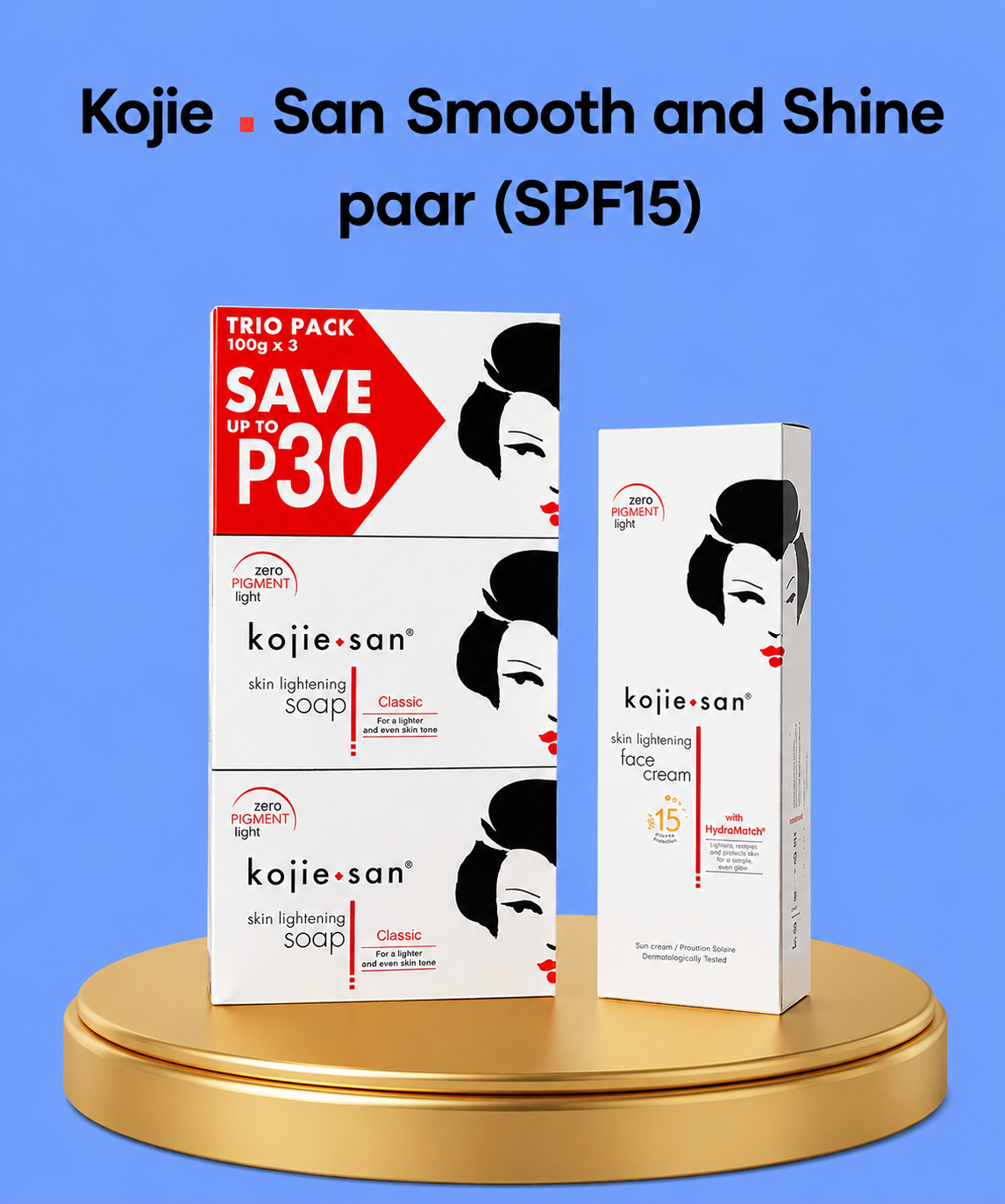 Kojie San Smooth &amp;amp; Shine Pair – SPF 15 – Ensemble hydratant et hydratant – Protection contre les UV, Vermindert Donkere Vlekken &amp;amp; Geeft een Gladde, Stralende &amp;amp; Gezonde Huid