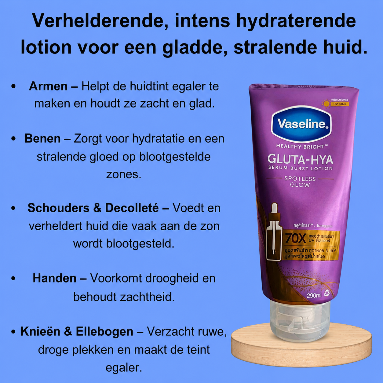 Vaseline Gluta-HYA Serum Burst Body Lotion – Spotless Glow – Verhelderende &amp;amp; Intensief Hydraterende Body Lotion – Helpt Donkere Vlekken te verminderen, Egaliseert de Huidtint &amp;amp; Geeft een Stralende, Zachte &amp;amp; Gezonde Huid