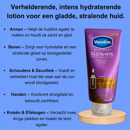 Vaseline Gluta-HYA Serum Burst Body Lotion – Spotless Glow – Verhelderende &amp;amp; Intensief Hydraterende Body Lotion – Helpt Donkere Vlekken te verminderen, Egaliseert de Huidtint &amp;amp; Geeft een Stralende, Zachte &amp;amp; Gezonde Huid