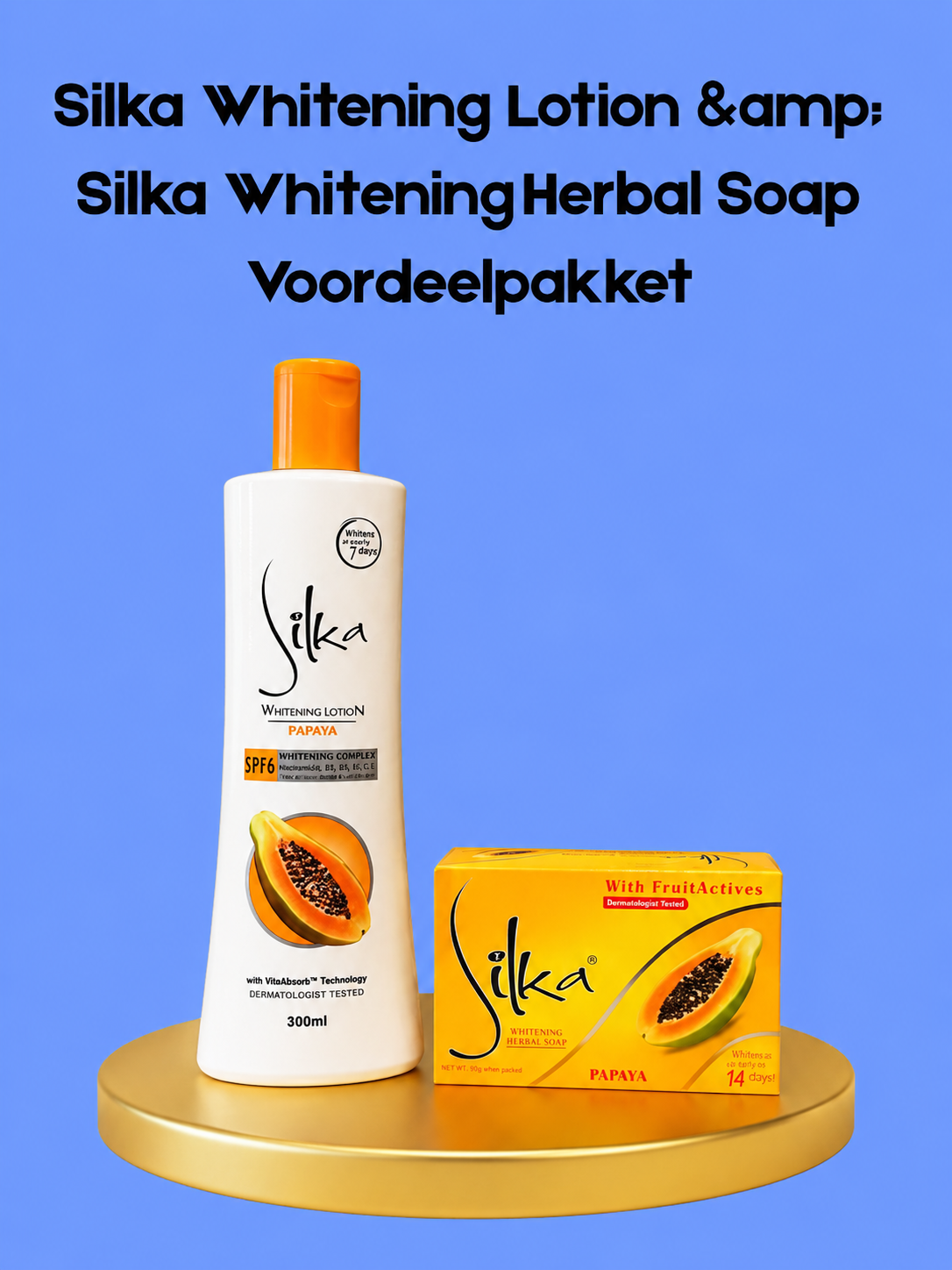 Silka Whitening Lotion &amp;amp; Silka Whitening Herbal Soap + Gratis Silka Whitening Pearl Cream – Verhelderende &amp;amp; hydraterende set die donkere vlekken helpt, de huidtint egaliseert en intensief hydrateert – Voor een gladde, stralende &amp;amp; gezonde huid