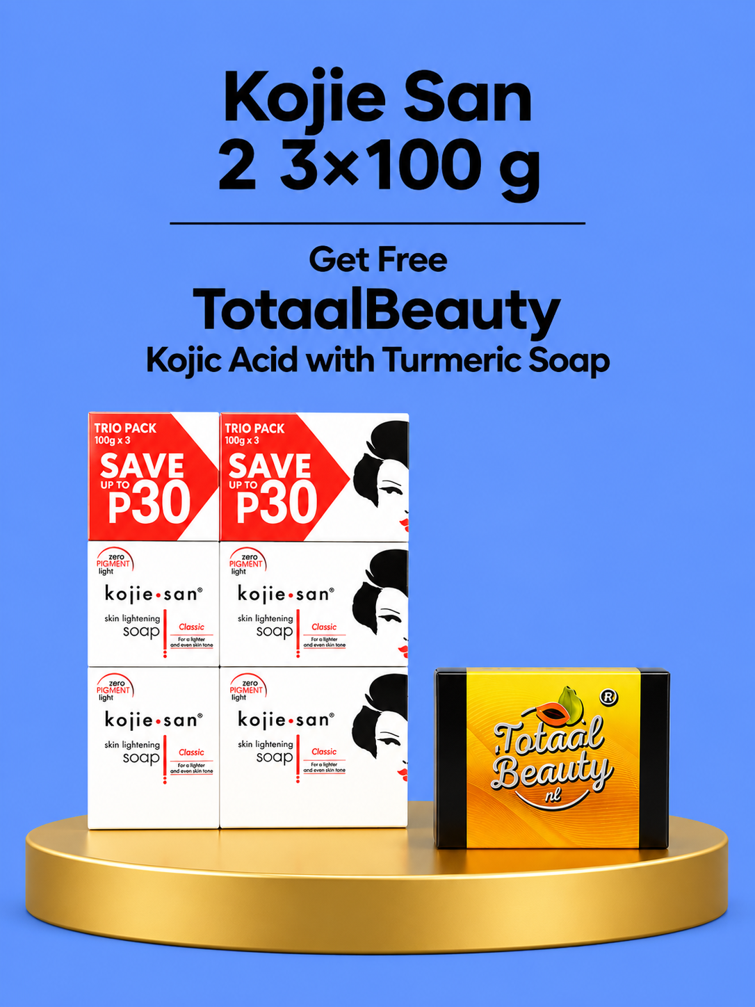 Achetez 2 Kojie San 3x100 et recevez gratuitement le savon à l&