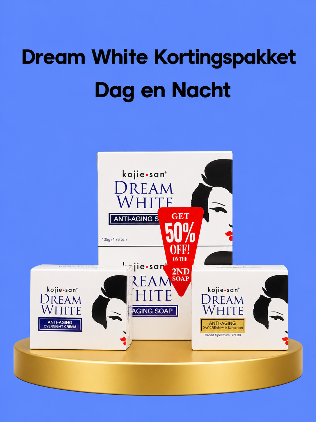 Kojie San Dream White Forfait réduit – Jour et nuit – Verhelderende &amp;amp; Hydraterende Huidverzorgingsset – Vermindert Donkere Vlekken, Egaliseert de Huidtint &amp;amp; Ondersteunt Huidverjonging – Voor een Gladde, Stralende &amp;amp; Gezonde Huid