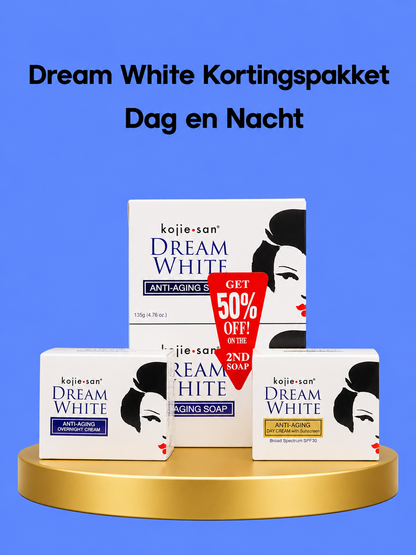 Kojie San Dream White Forfait réduit – Jour et nuit – Verhelderende &amp;amp; Hydraterende Huidverzorgingsset – Vermindert Donkere Vlekken, Egaliseert de Huidtint &amp;amp; Ondersteunt Huidverjonging – Voor een Gladde, Stralende &amp;amp; Gezonde Huid