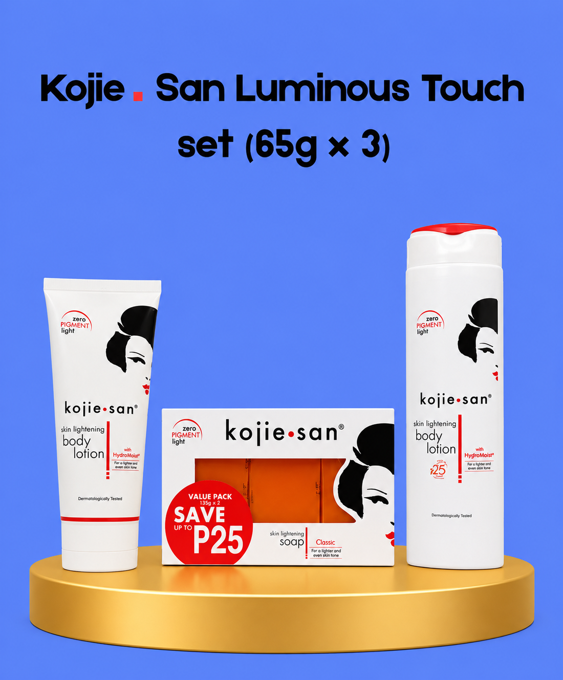 Kojie San Luminous Touch Set – 3×65 g – Ensemble de soins et d&