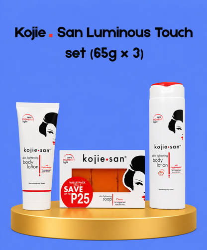 Kojie San Luminous Touch Set – 3×65 g – Ensemble de soins et d&