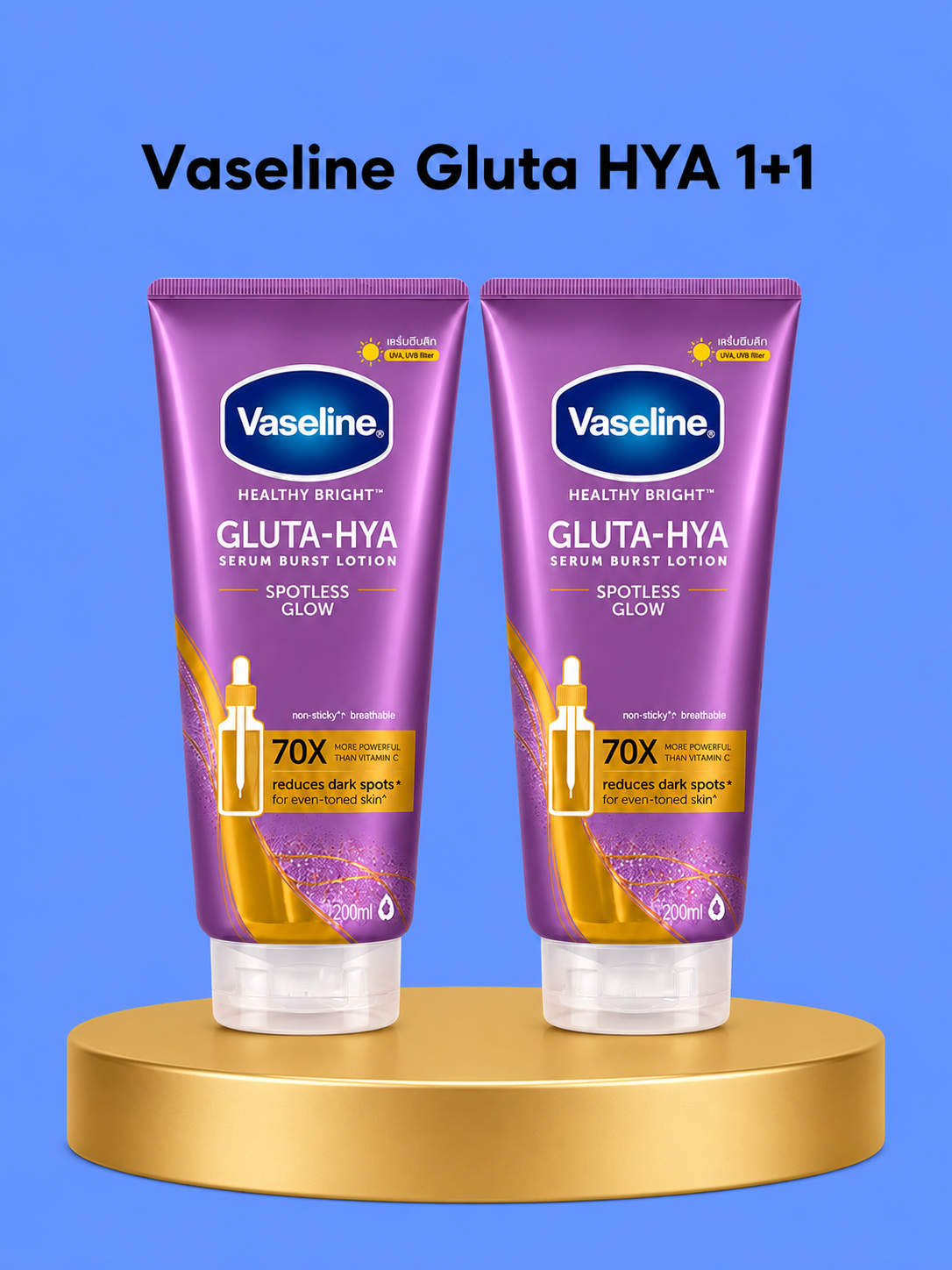 Vaseline Gluta-HYA Duo Pack – Verhelderende &amp;amp; Hydraterende Lichaamsverzorging Set – Verrijkt met Glutathion en Hyaluronzuur – Helpt Donkere Vlekken te verminderen, Egaliseert de Huidtint &amp;amp; Geeft een Zachte, Stralende &amp;amp; Gezonde Huid