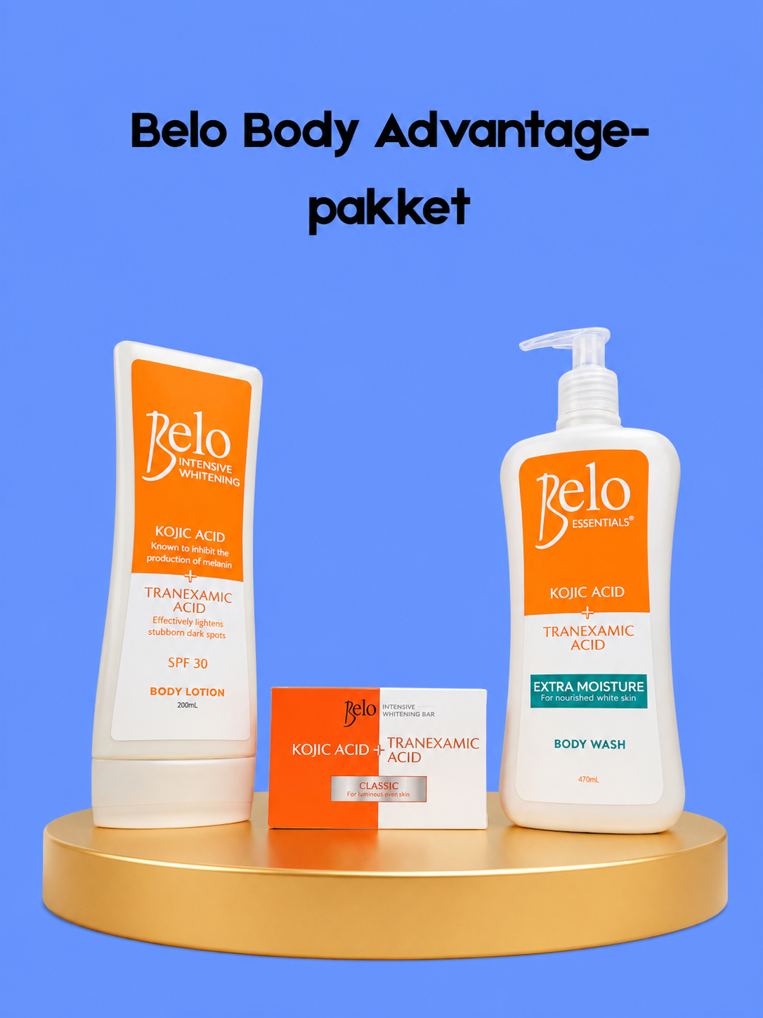 Belo Body Advantage Package – Verhelderende &amp;amp; Hydraterende Body Care Set – Helpt Donkere Vlekken te verminderen, Egaliseert de Huidtint &amp;amp; Voedt Intensief – Voor een Gladde, Stralende &amp;amp; Gezonde Huid