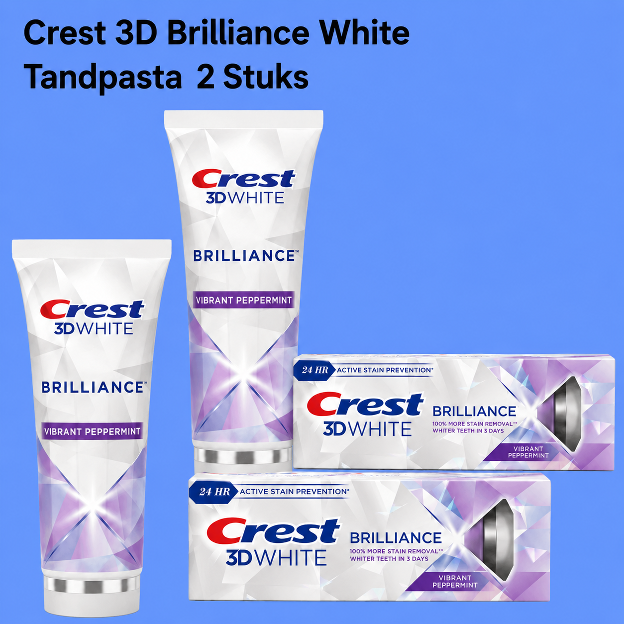 Crest 3D Brilliance White Tandpasta – 121 g (2 stuks) – Geavanceerde Whitening Tandpasta – Verwijdert Oppervlaktevlekken, Verhelderde Tanden &amp;amp; Zorgt voor een Stralend Witte, Gezonde Glimlach