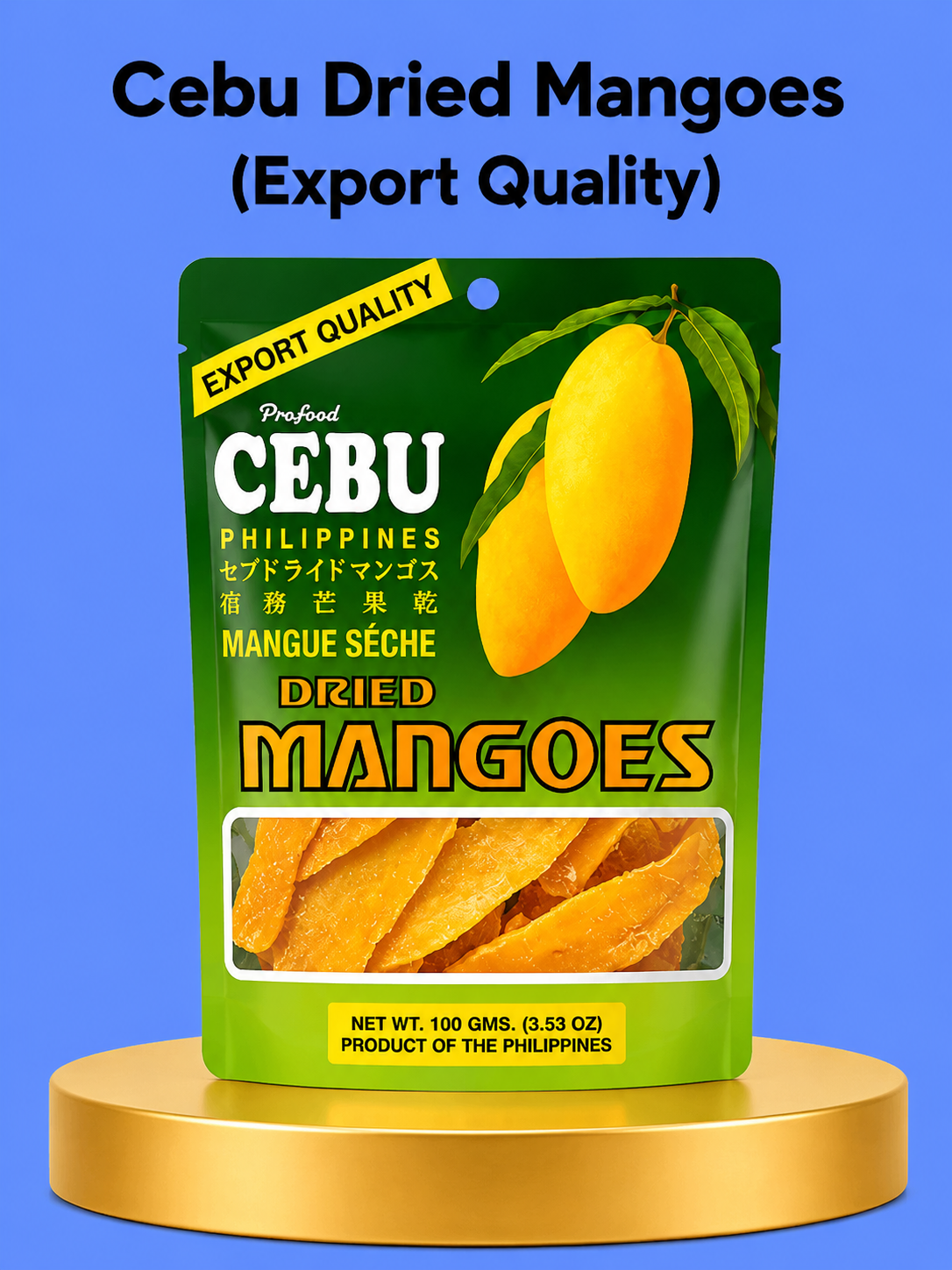 ProFood Cebu Brand Gedroogde Mango – Premium Dried Mangoes uit Filipijnen – 100 g