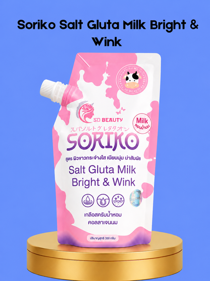 Soriko Salt Gluta Milk Bright &amp;amp; Wink – Lait corporel hydratant et hydratant – Helpt Donkere Vlekken te Verminderen, Egaliseert de Huidtint &amp;amp; Verfrist – Voor een Zachte, Stralende &amp;amp; Gezonde Huid